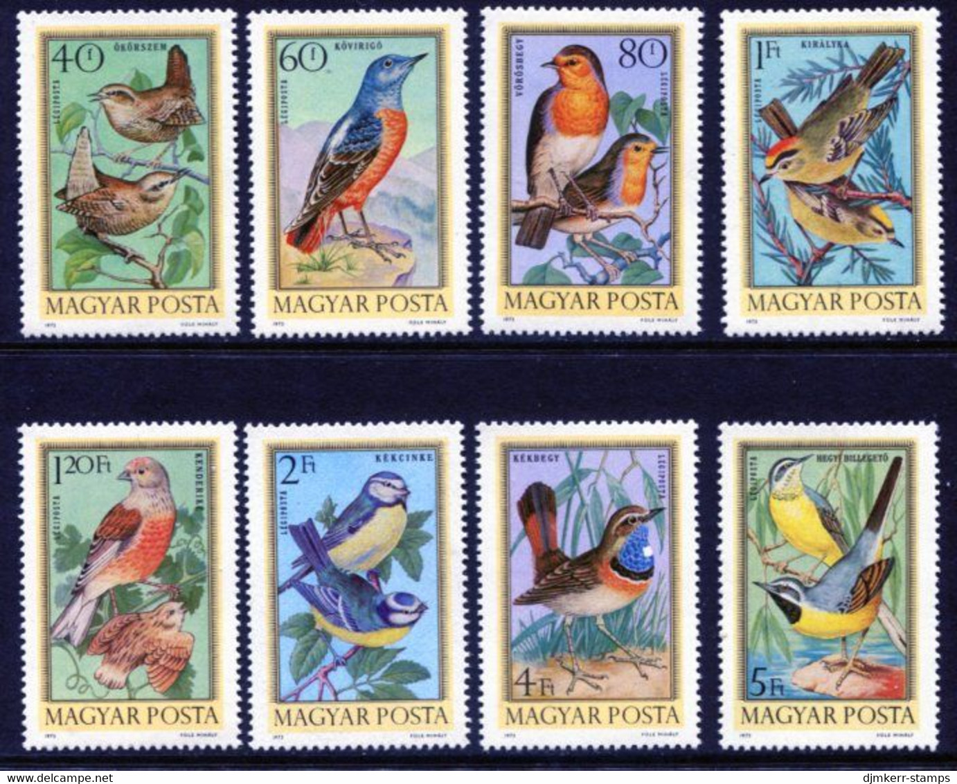 HUNGARY 1973 Songbirds MNH / **.  Michel 2855-62 - Unused Stamps