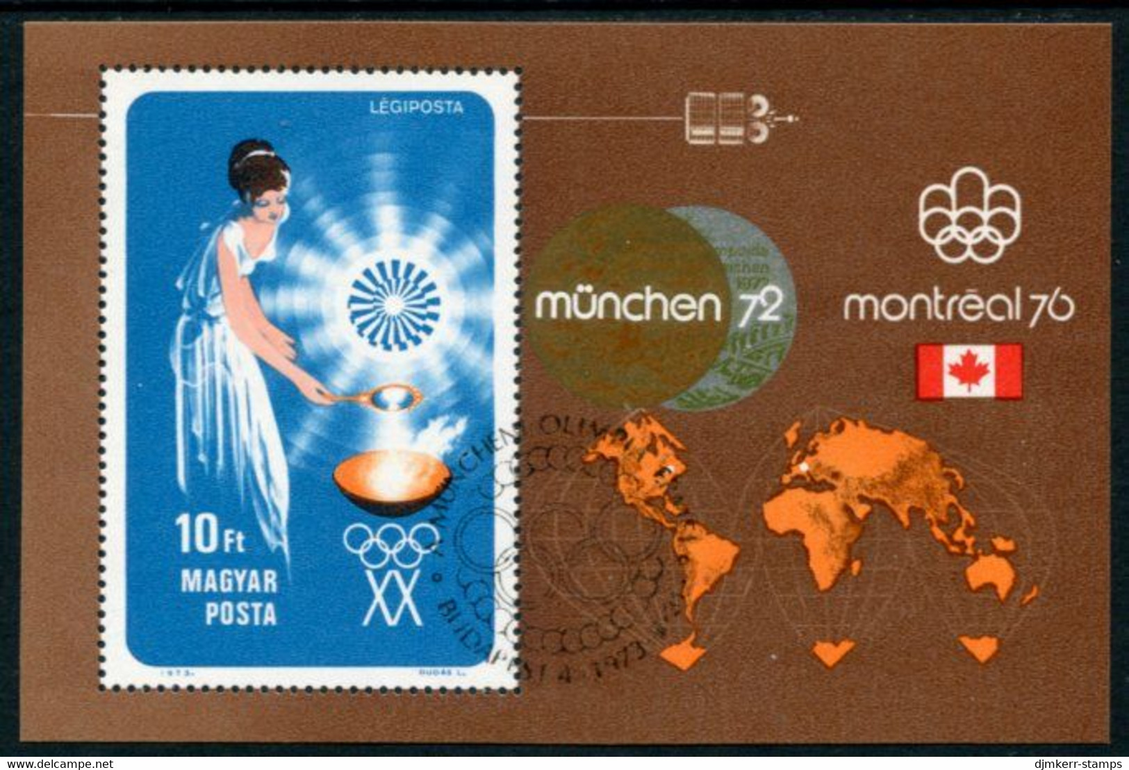 HUNGARY 1973 Olympic Games Publicity Block Used.  Michel Block 96 - Usado