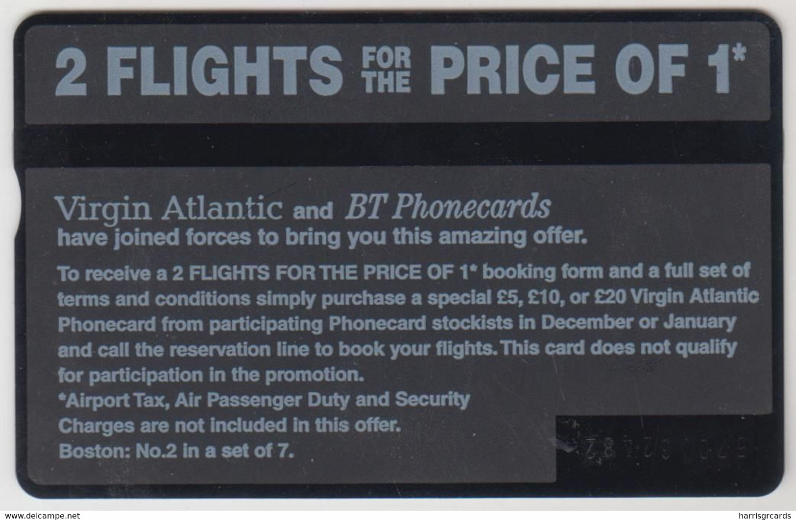 UK (L&G) - Virgin Atlantic - Boston, 20 Units, CN : 570A, Used - BT Advertising Issues