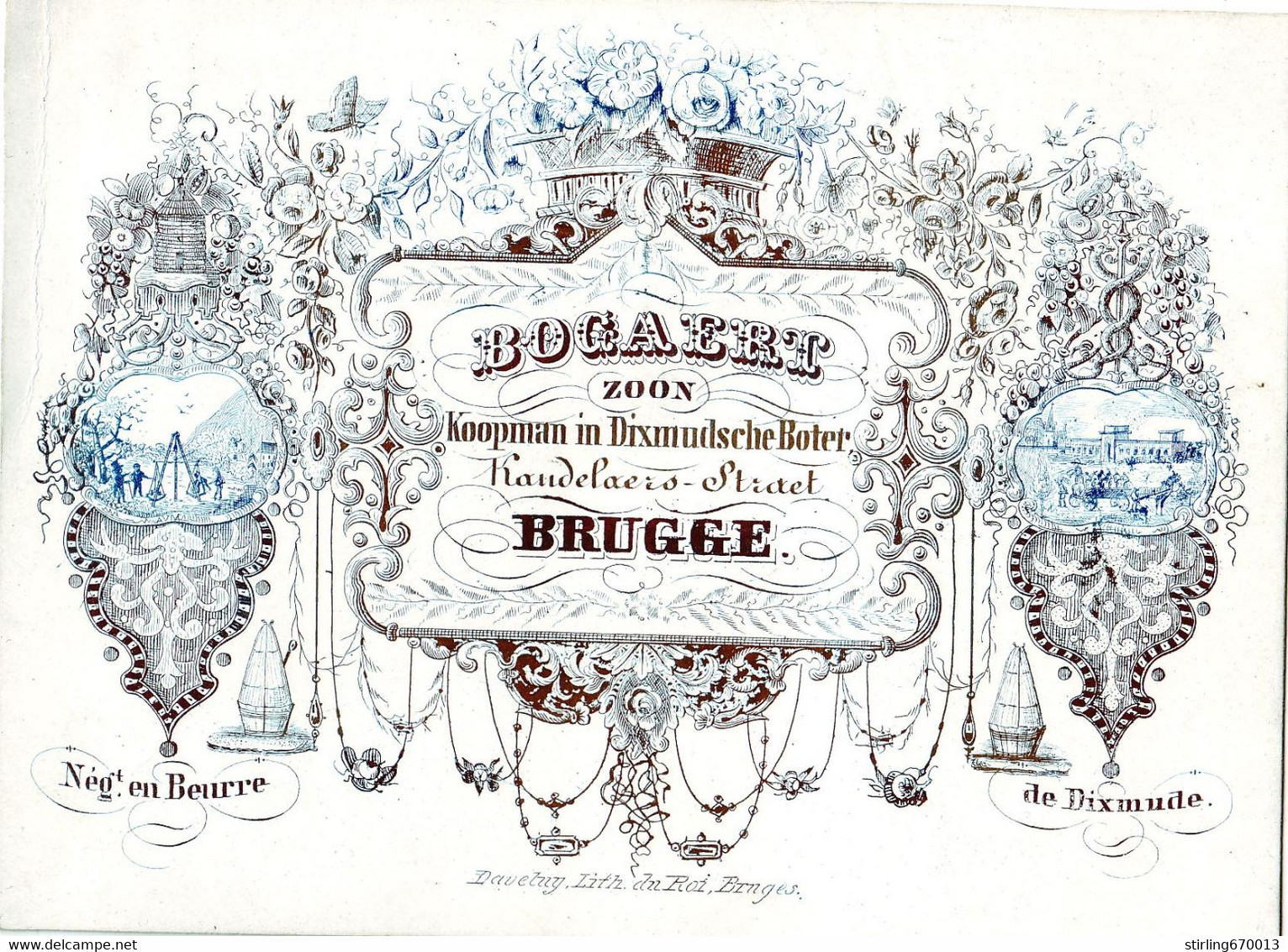 DE 725 - Carte Porcelaine Du Bogaert, Beurre De Dixmiudsche (koopman Boter), Brugge, Imp. Daveluy - Otros & Sin Clasificación