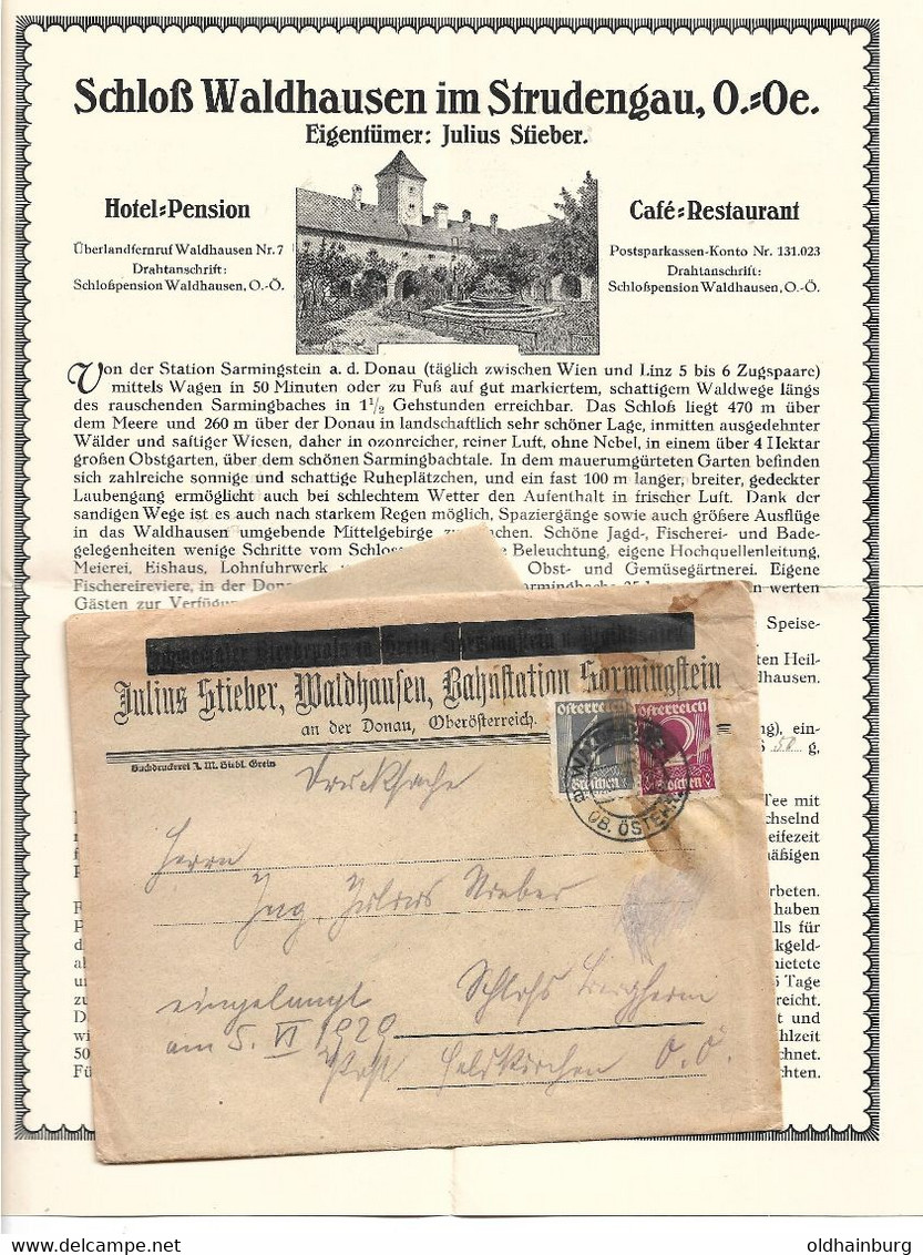1850a: Toller Heimatbeleg Waldhausen, Bahnstation Sarningstein Aus 1929, Briefinhalt, RR - Perg