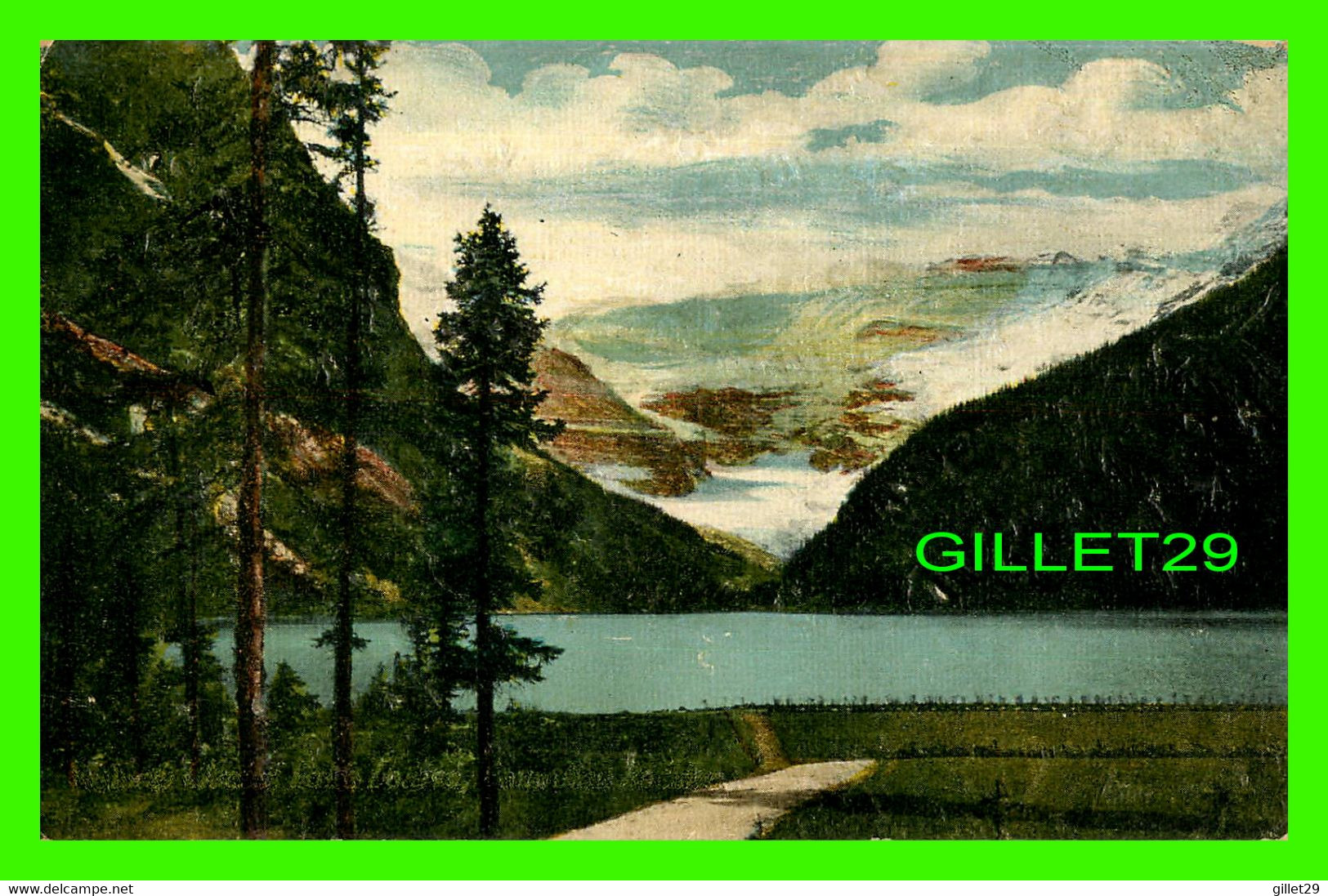 LAC LOUISE, ALBERTA - VICTORIA GLACIER - OIL PAINTING SERIES - NOVELTY MFG & ART CO LTD - - Lake Louise