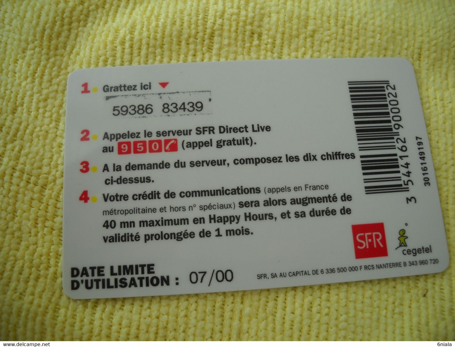 7263 Télécarte Collection Recharge SFR 40mn En  Happy Hours  Direct Live  ( Recto Verso)  Carte Téléphonique - Altri & Non Classificati