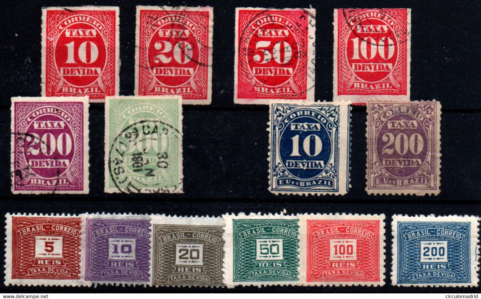 Brasil Tasas Nº 1/4, 13/14, 18, 22, 40/45.  Año 1890/1940 - Timbres-taxe