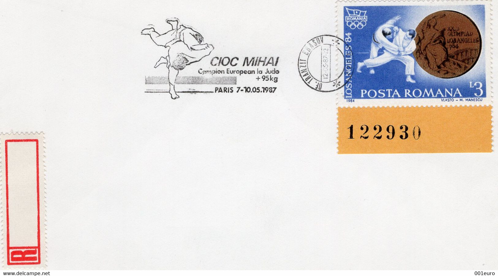 ROMANIA 1987: EUROPEAN JUDO CHAMPION, PARIS, Illustrated Postmark On Cover  - Registered Shipping! - Marcofilie