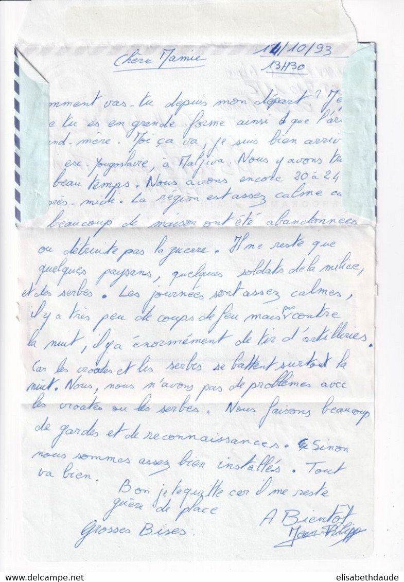 1994 - GUERRE EX-YOUGOSLAVIE ! - 2 LETTRES FM AEROGRAMME UNITED NATIONS De MALVIJA ! TEXTE SUR LA SITUATION ! - Cachets Militaires A Partir De 1900 (hors Guerres)