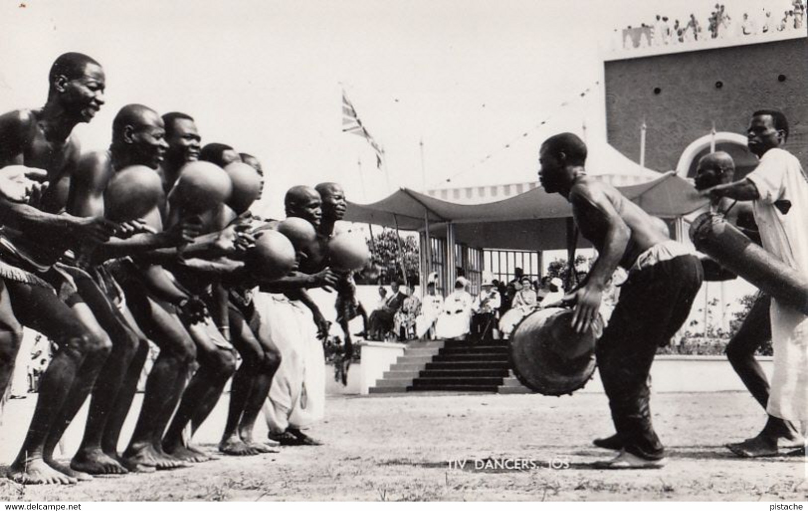 357 – Real B&W Photo RPPC – Nigeria Africa – Tiv Dancers Welcoming Queen Elizabeth -1956 – Near Mint Condition – 2 Scans - Nigeria