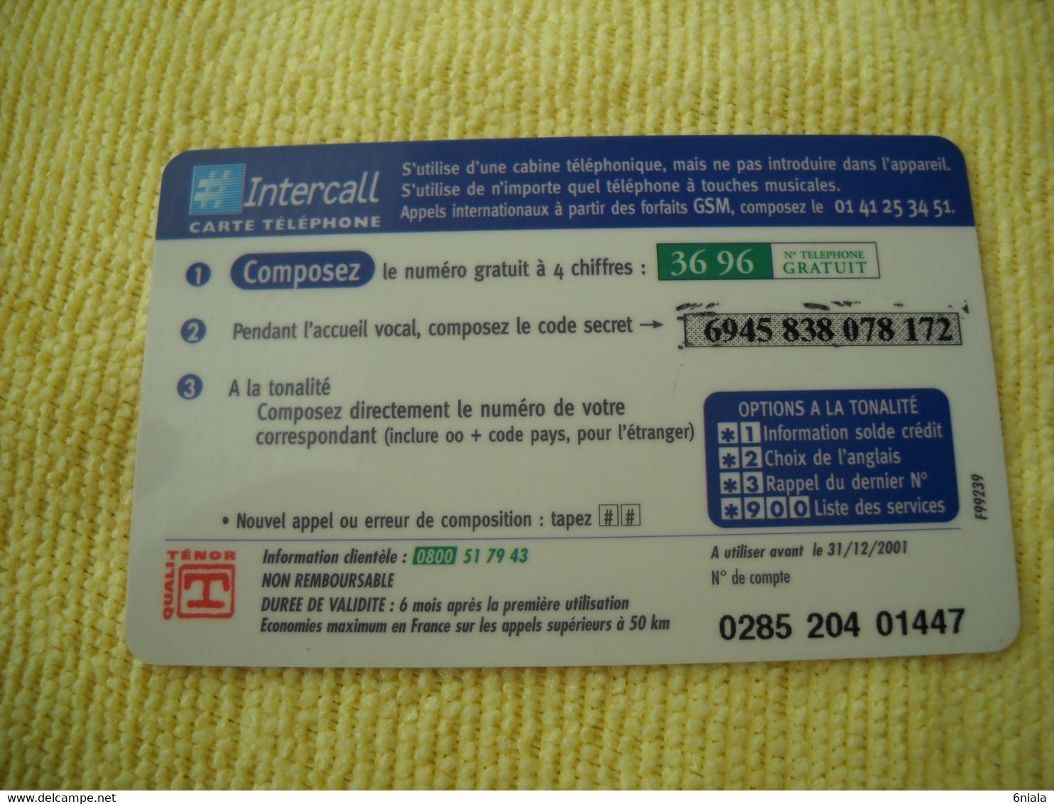 7277 Télécarte Collection Intercall  France 40 F Carte Prépayée Téléphone  ( Recto Verso)  Carte Téléphonique - Otros & Sin Clasificación