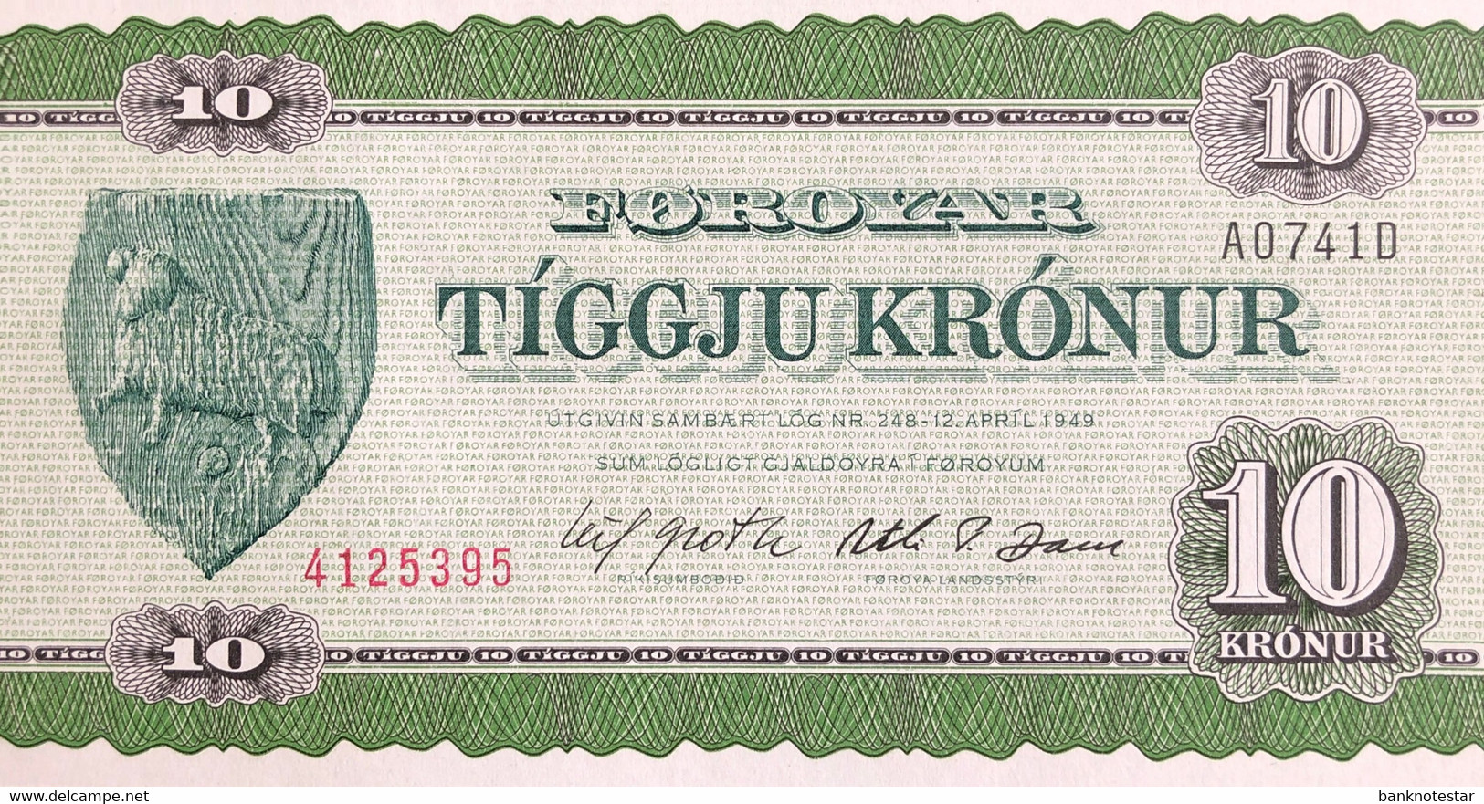 Faeroe Islands 10 Kronur, P-18 (1975) -  UNC - Faeroër