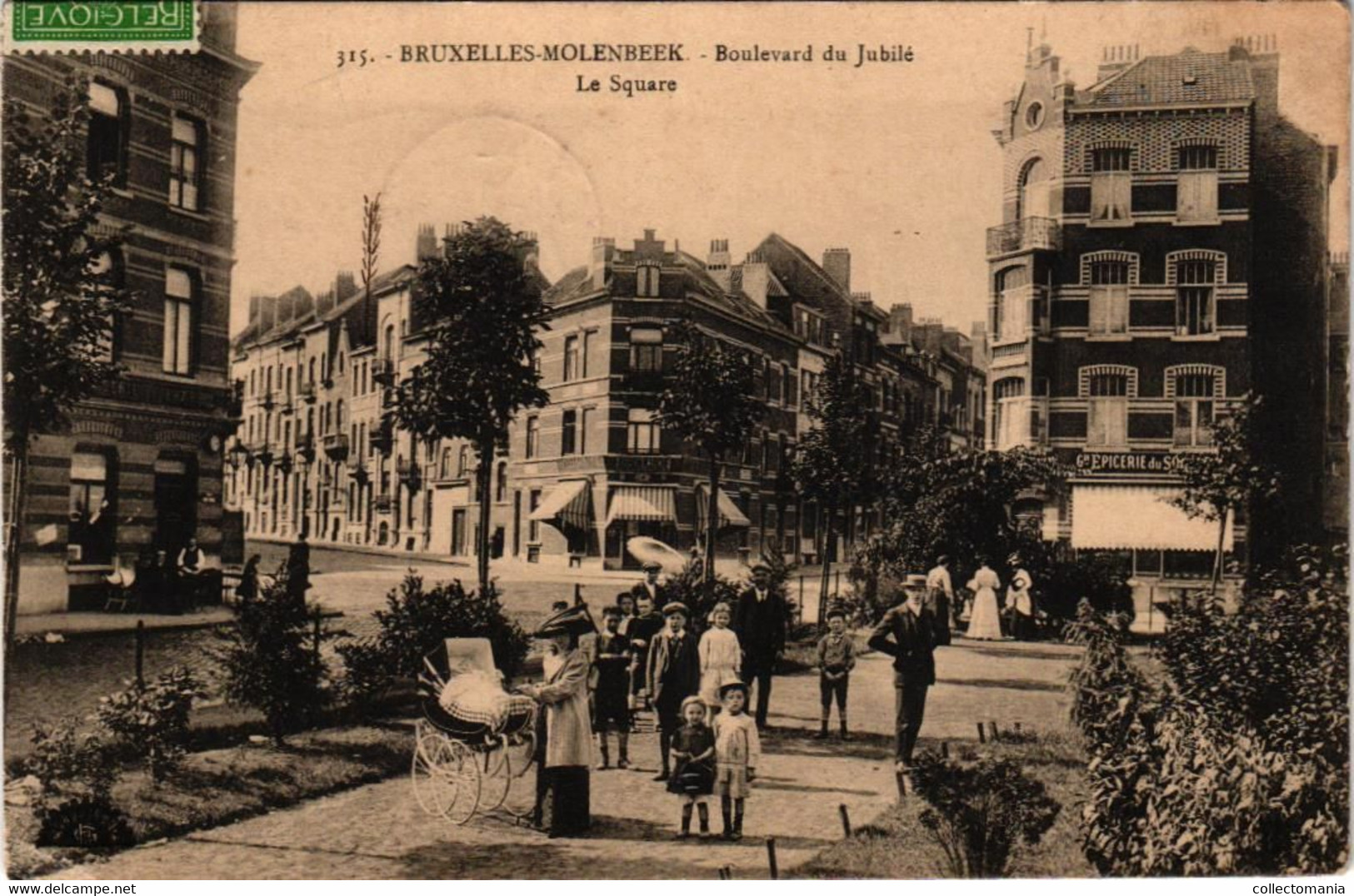 2 CP Bruxelles Molenbeek Bld Du Jubilé Le Square   Epicerie Du Square 1913  Le Pont Monumental  Tram 1922 - Molenbeek-St-Jean - St-Jans-Molenbeek