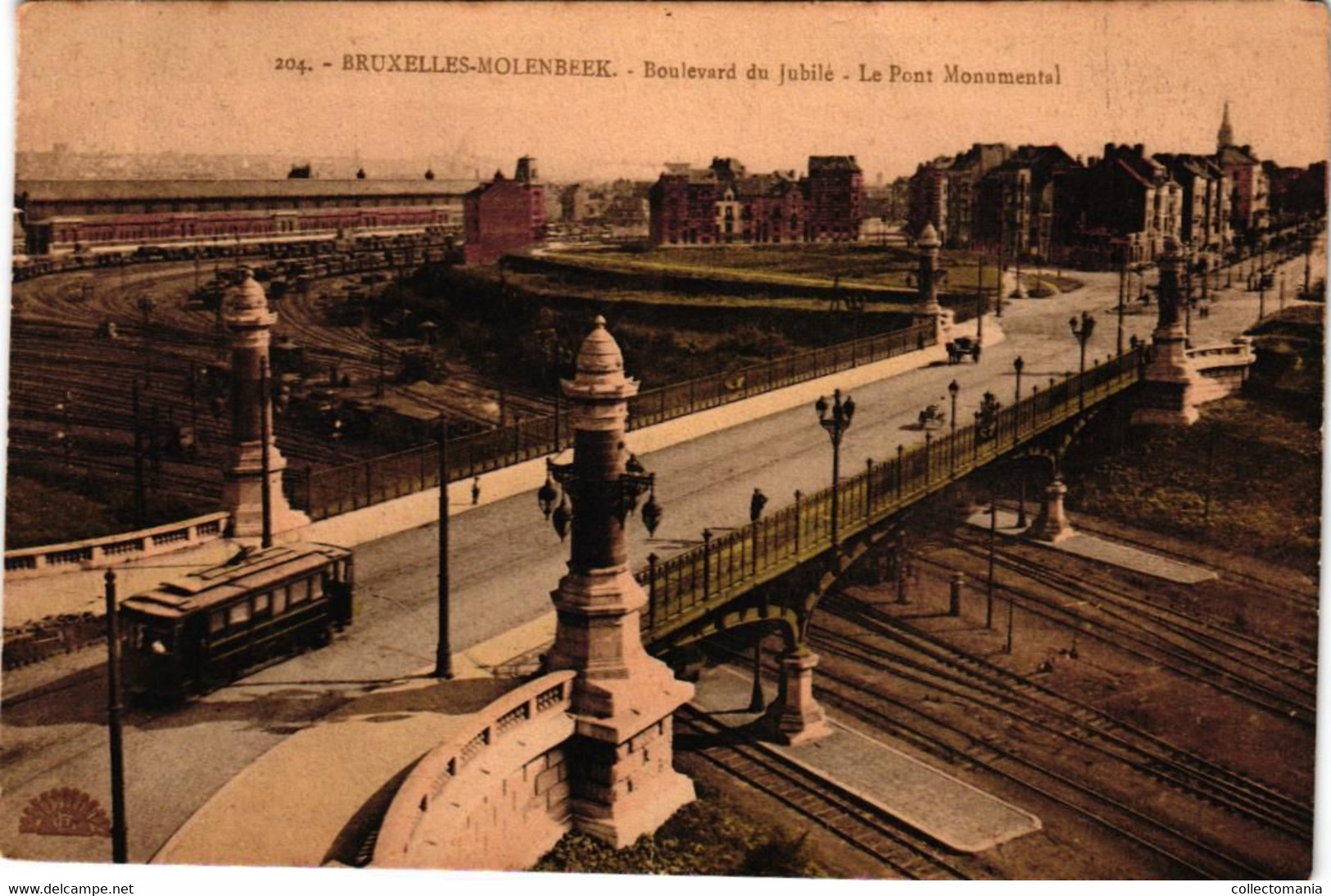 2 CP Bruxelles Molenbeek Bld Du Jubilé Le Square   Epicerie Du Square 1913  Le Pont Monumental  Tram 1922 - St-Jans-Molenbeek - Molenbeek-St-Jean