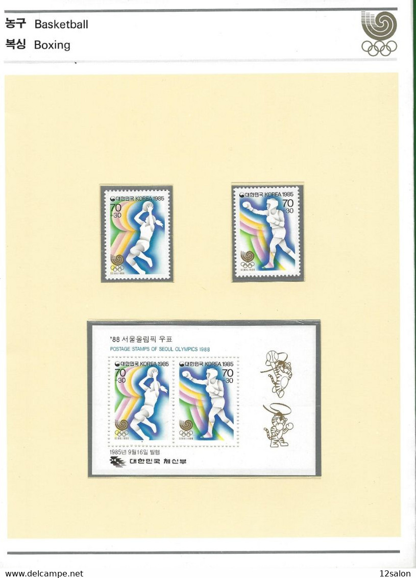 ENCART LUXE SOUVENIR JEUX OLYMPIQUES COREE SEOUL 1988 4 BLOCS ET 8 TIMBRES - Ete 1988: Séoul