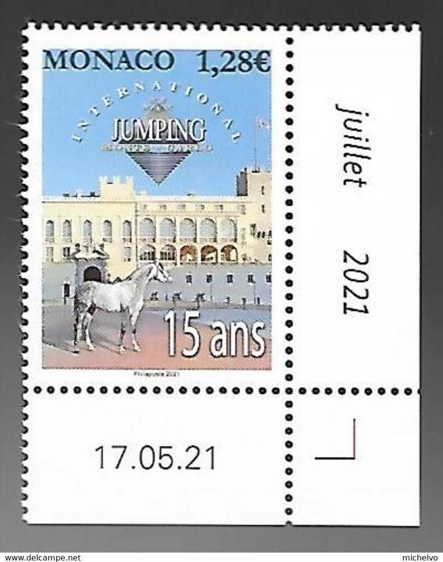 Monaco 2021 - 15ème Jumping International De Monte-Carlo ** (coin Daté) - Unused Stamps