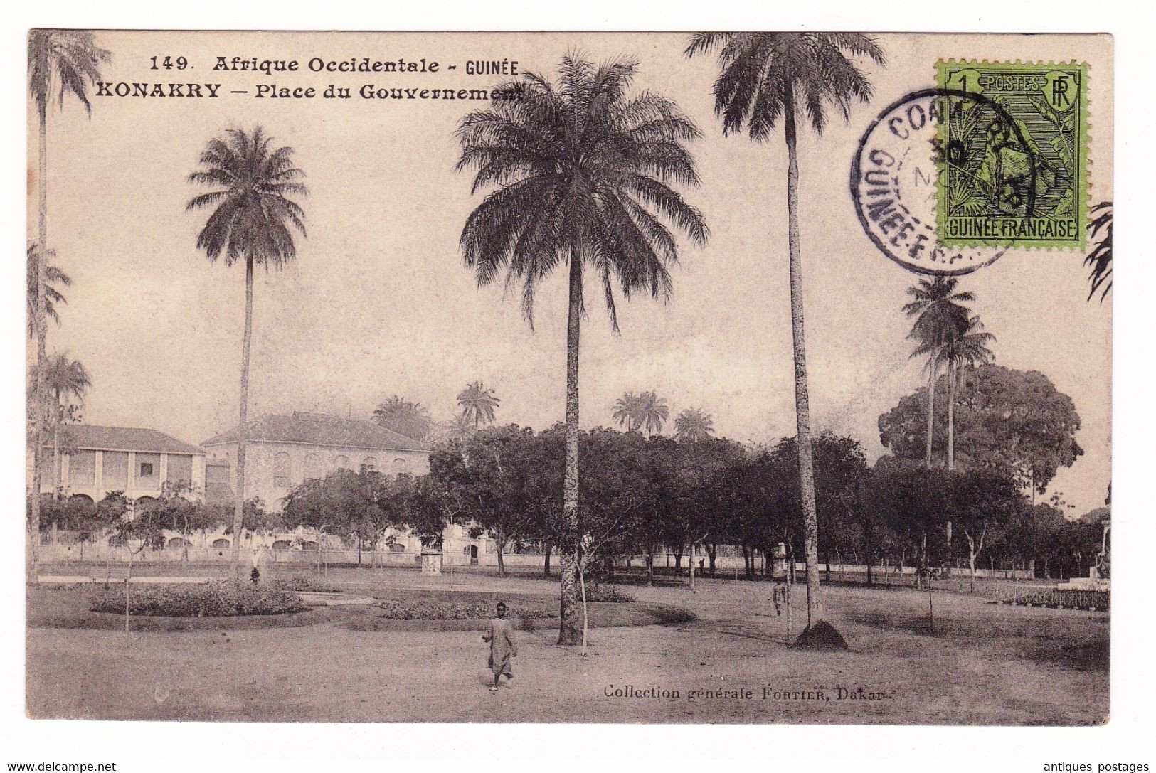 Carte Postale Guinée Konakry Place Du Gouvernement Afrique Occidentale Française Lille Nord - Storia Postale