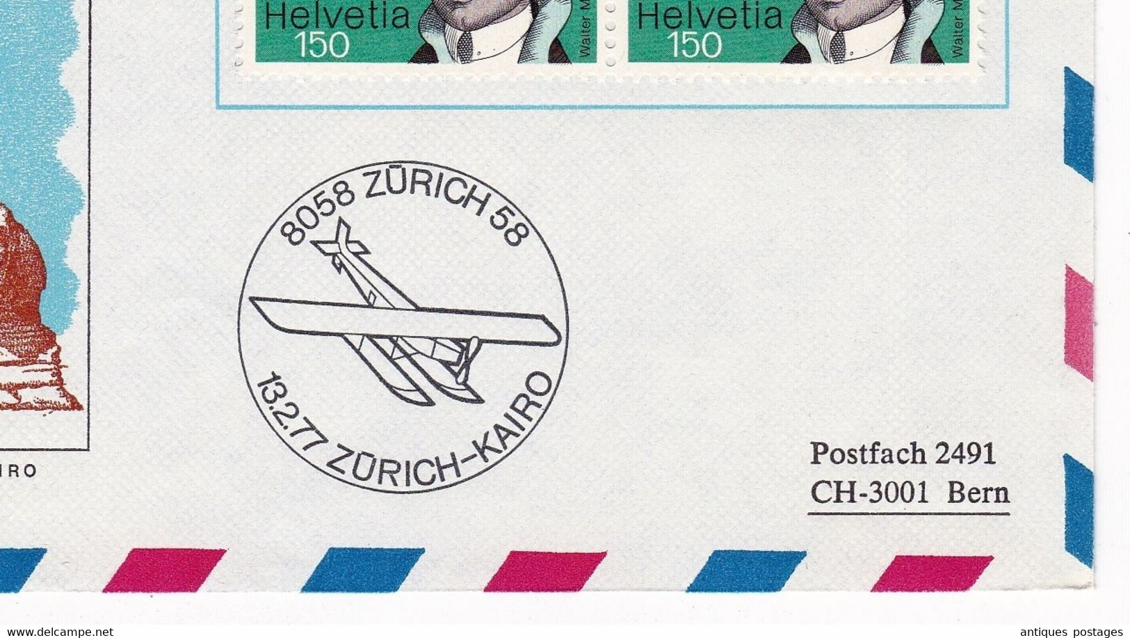 Suisse Zurich Caire Kairo Egypte Avion Aviation Walter Mittelholzer Afrikaflug Zürich Kairo 1977 - Gebraucht