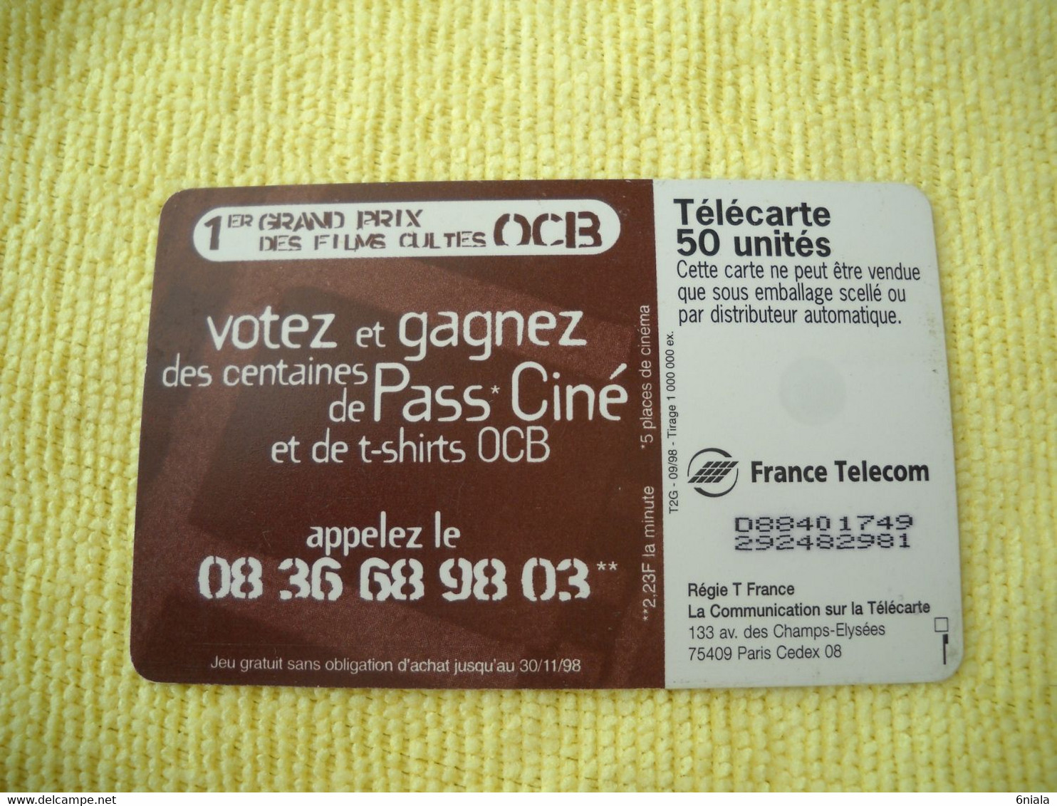 7290 Télécarte Collection OCB PAPIER TABAC à ROULER 09/98  ( Recto Verso)  Carte Téléphonique - Altri & Non Classificati