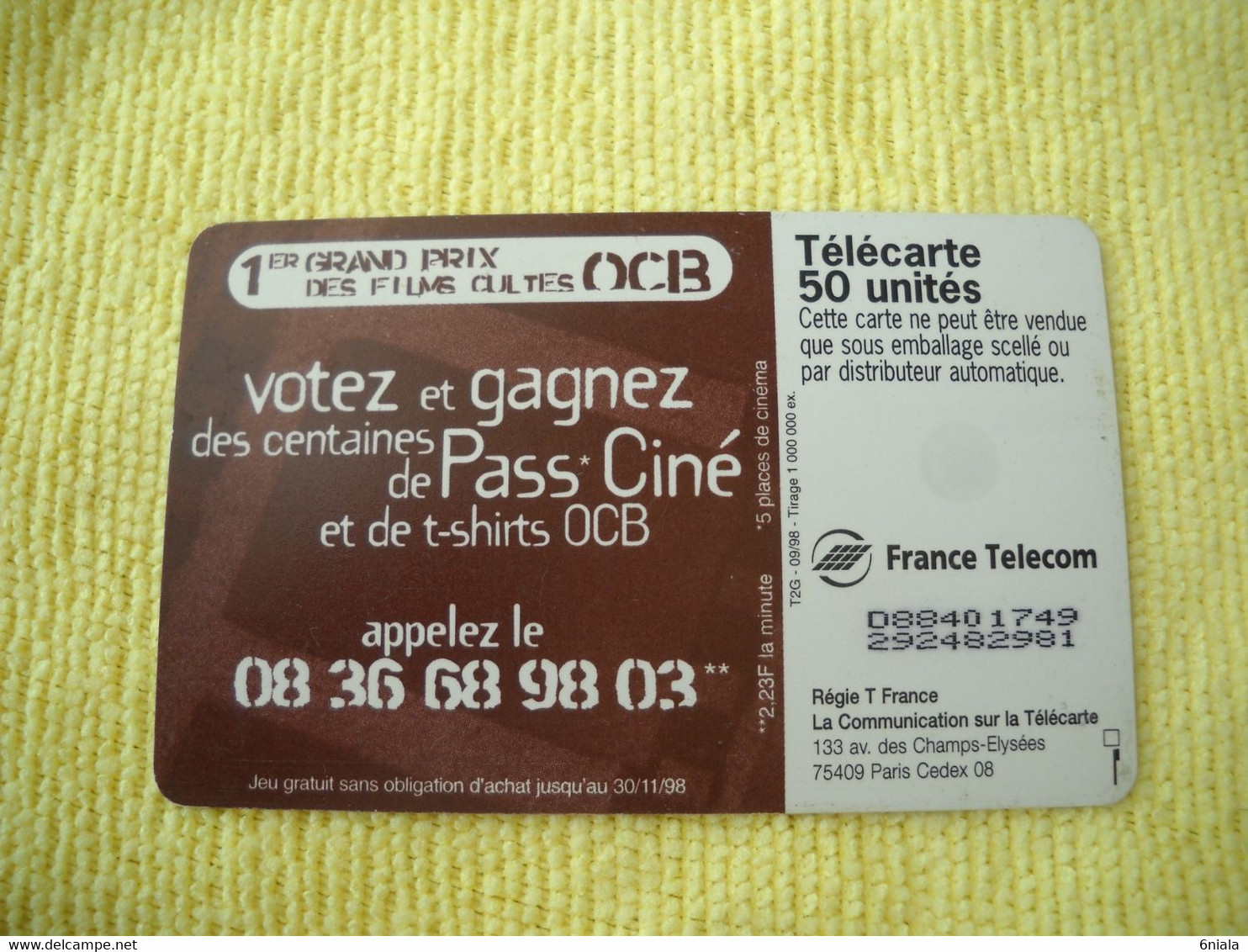 7290 Télécarte Collection OCB PAPIER TABAC à ROULER 09/98  ( Recto Verso)  Carte Téléphonique - Otros & Sin Clasificación