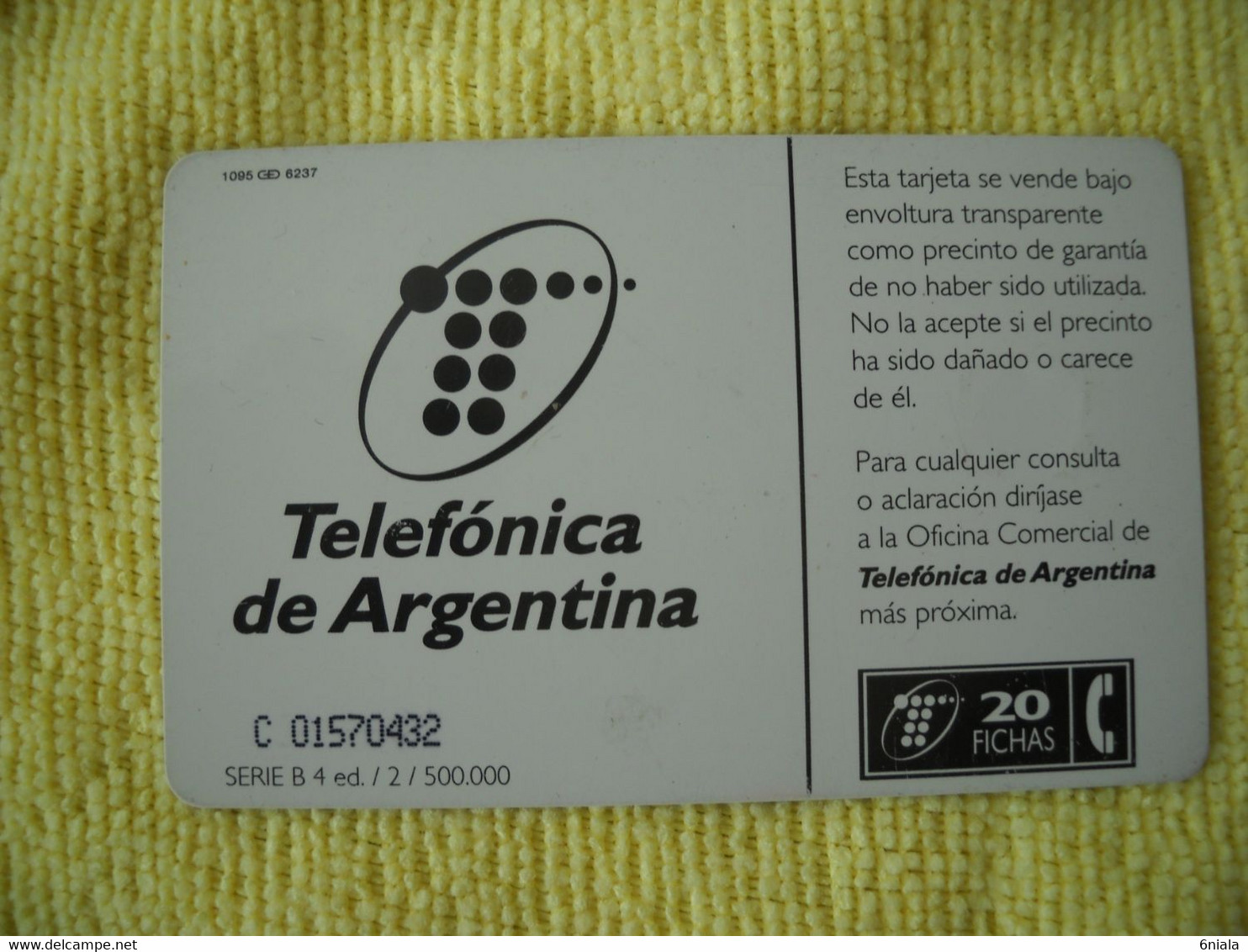 7292 Télécarte Collection ARGENTINE    20 U  ( Recto Verso)  Carte Téléphonique - Argentina