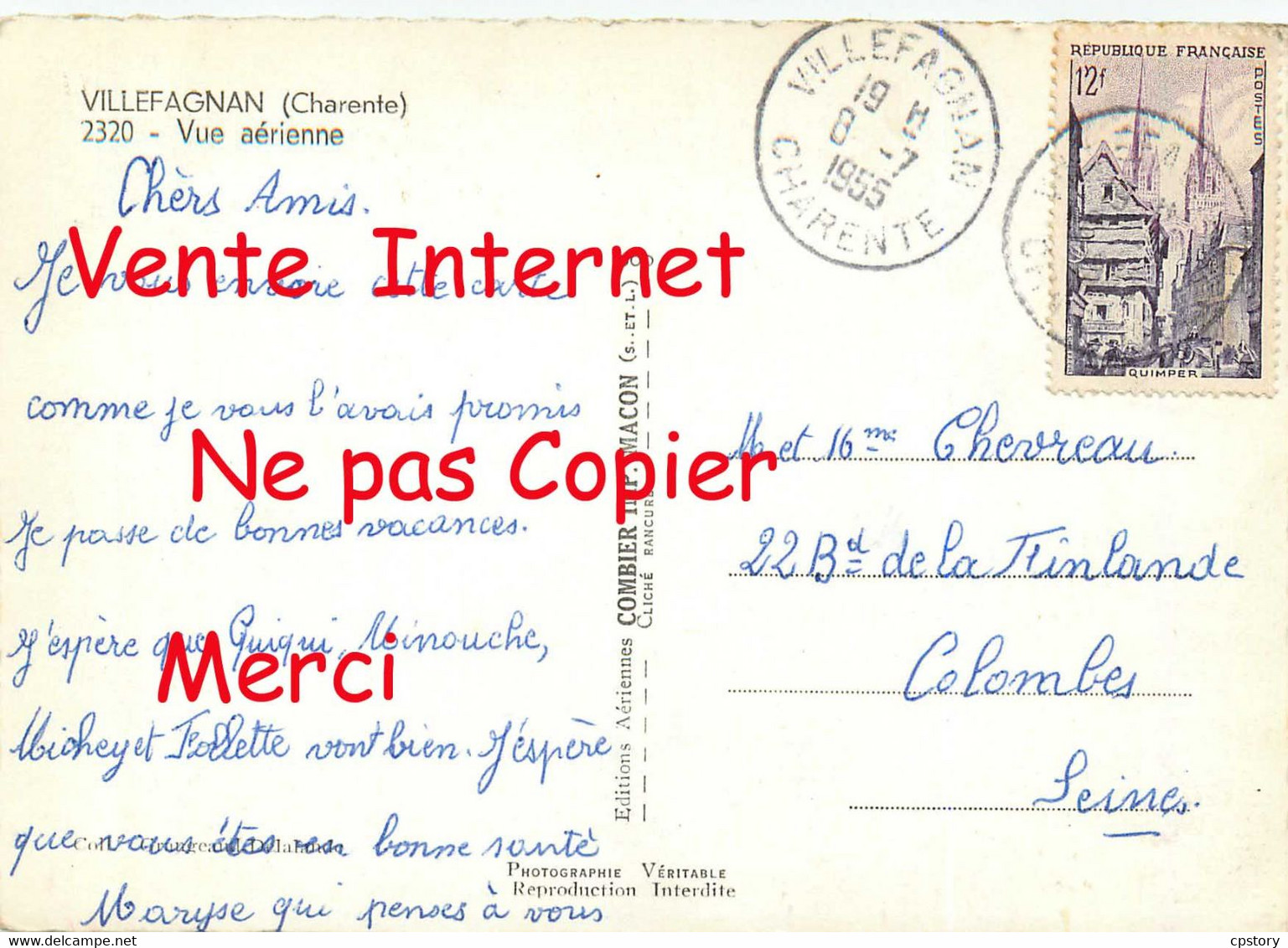 16 ☺♦♦ VILLEFAGNAN - CIM N° 2320 < VUE AERIENNE Des ANNEES 1950 - Villefagnan