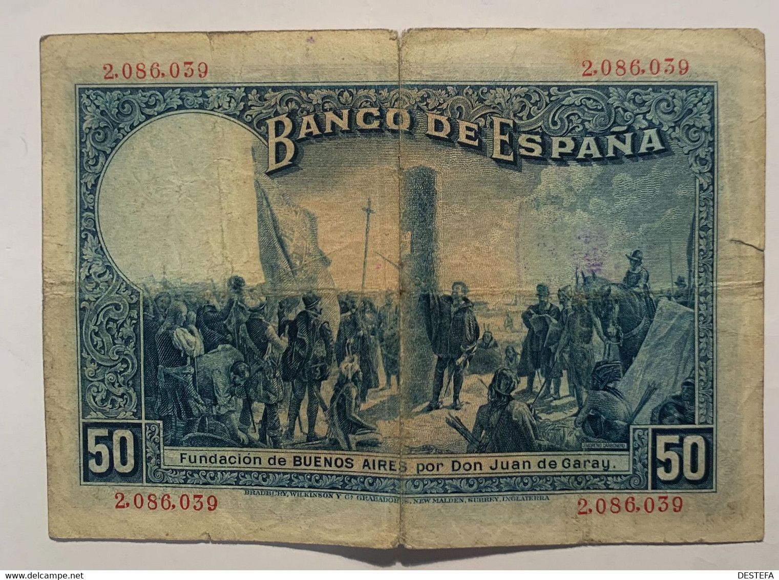 1927 ESPAÑA 50 Pesetas Con Resello Republica En Tinta - 50 Pesetas