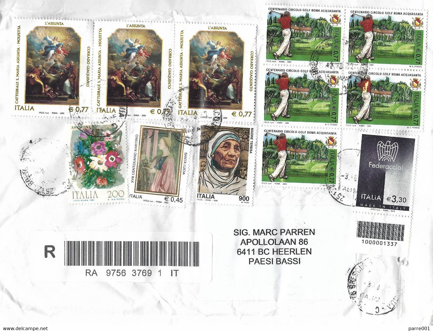 Italia Italy 2021 Brescia Golf Club Roma Mother Teresa Italian Football Federation Registered Cover - Golf