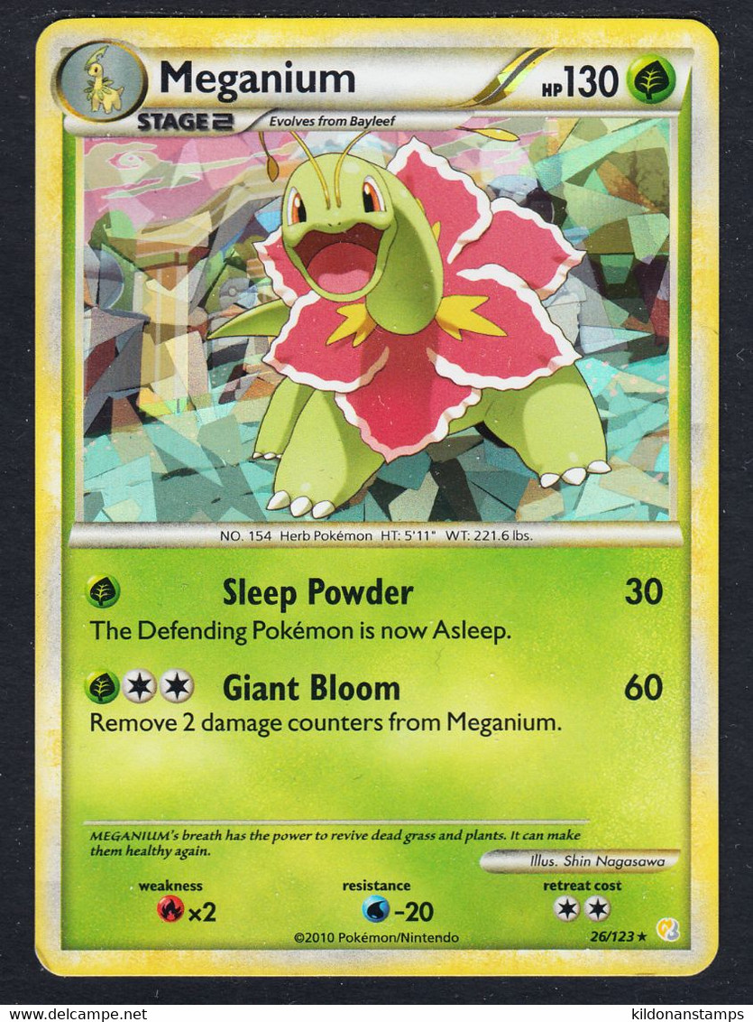 Meganium 2010 HeartGold Soulsilver, NM, Shattered Holo, 26/123 - Other & Unclassified