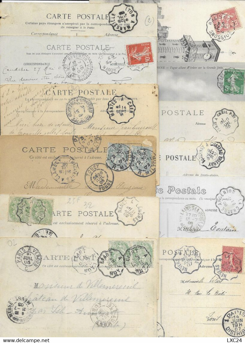 LOT DE 500 CARTES AVEC CACHET CONVOYEUR / AMBULANT . PERIODE 1900/1950 Environ. - Posta Ferroviaria