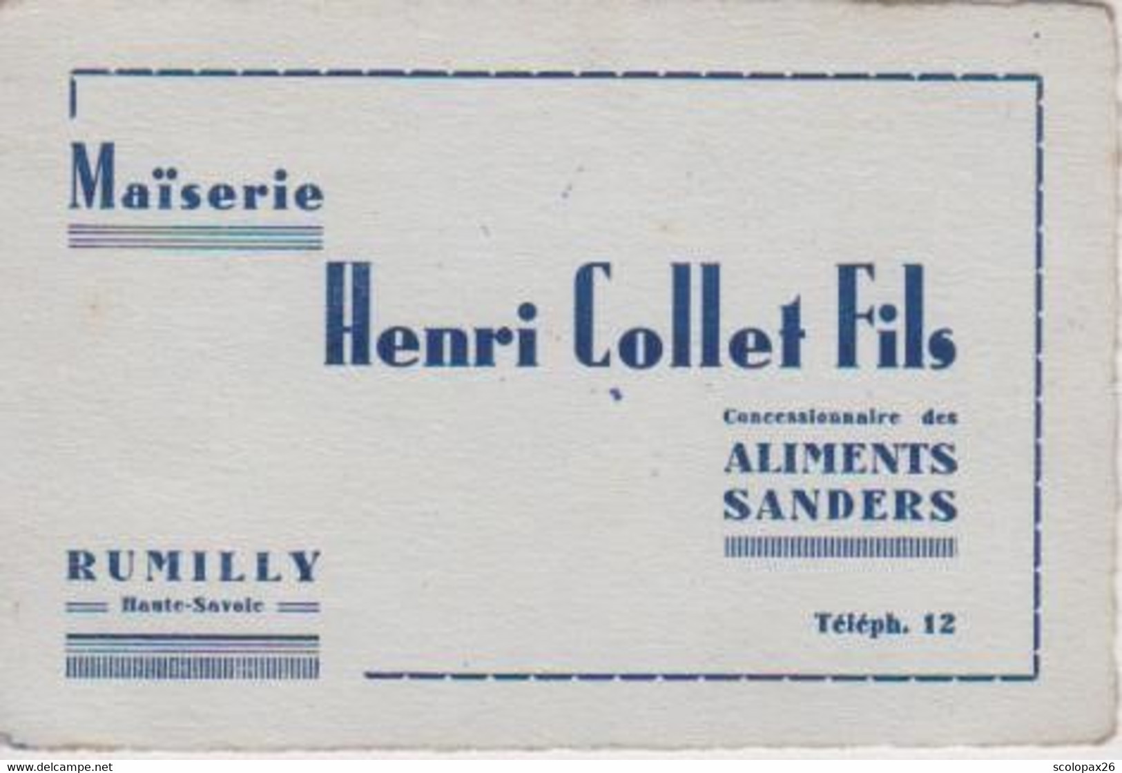 Carte De Visite De Henri Collet & Fils Maïserie Aliments Sanders à Rumilly Haute Savoie - Visiting Cards