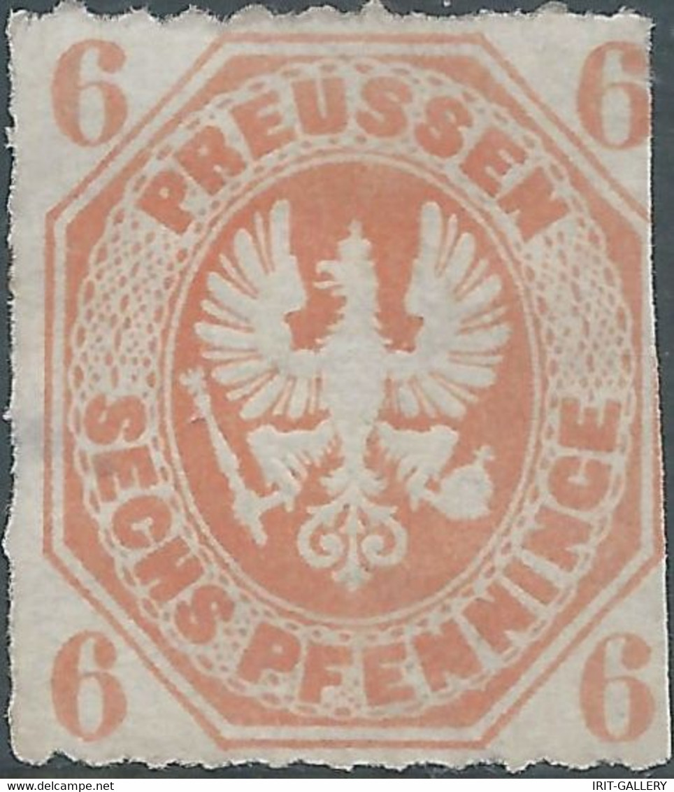 Germania Germany Deutschland  ALLEMAGNE,Preussen 1861 Coat Of Arms,6Pfg Orange,Mint - Ungebraucht