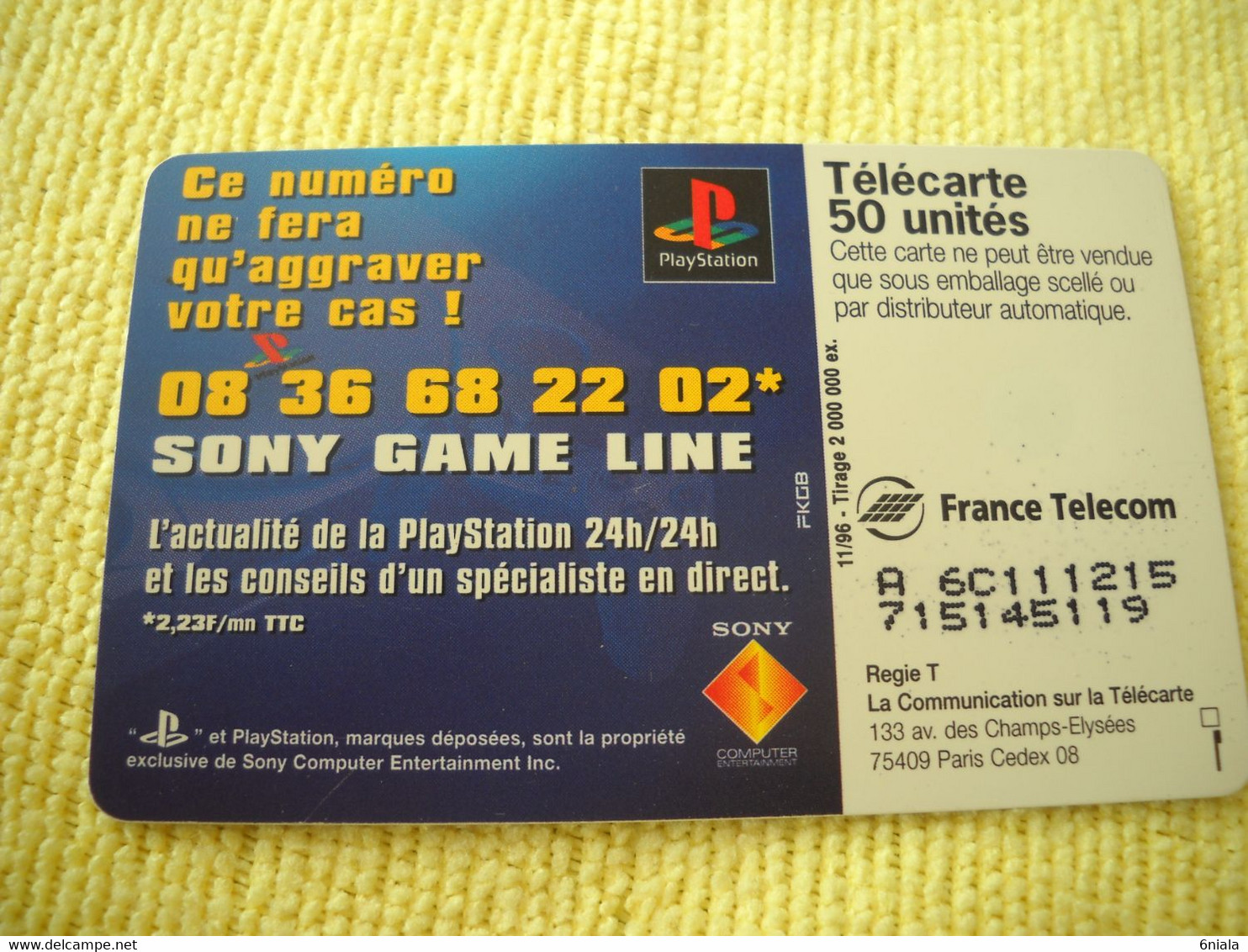 7325 Télécarte Collection   PLAYSTATION    Accro ?     ( Recto Verso)   Carte Téléphonique - Games