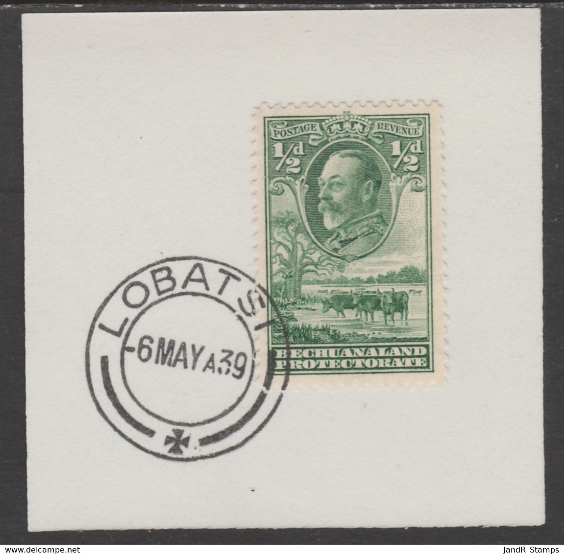 Bechuanaland 1932 KG5 Cattle 1/2d On Piece Cancelled With Madame Joseph Forged Postmark Type 57 - 1885-1895 Kronenkolonie