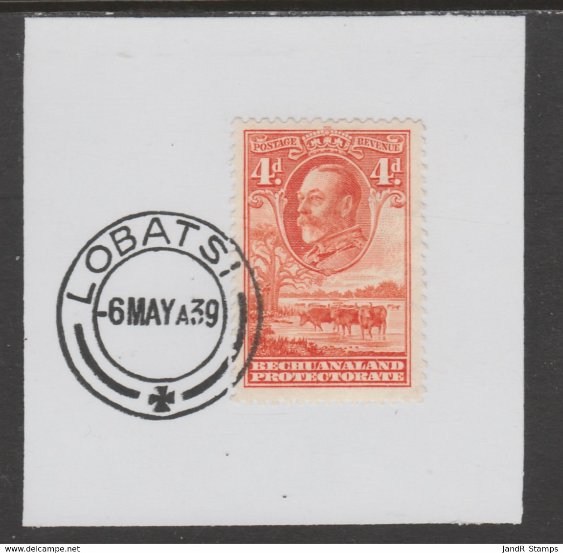 Bechuanaland 1932 KG5 Cattle 4d On Piece Cancelled With Madame Joseph Forged Postmark Type 57 - 1885-1895 Crown Colony