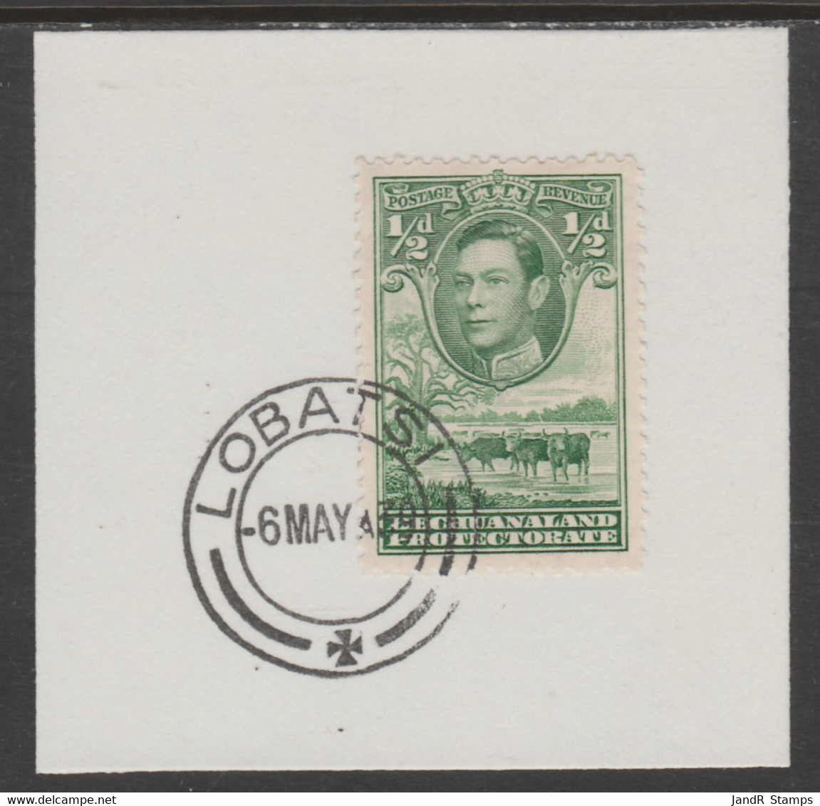 Bechuanaland 1938 KG6 Cattle 1/2d On Piece Cancelled With Madame Joseph Forged Postmark Type 57 - 1885-1895 Crown Colony