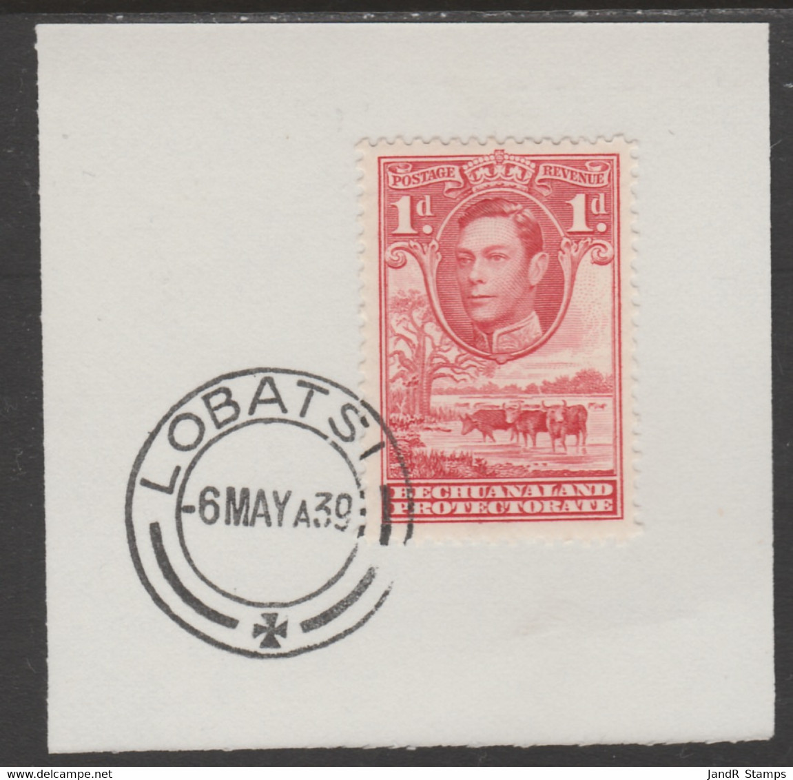 Bechuanaland 1938 KG6 Cattle 1d On Piece Cancelled With Madame Joseph Forged Postmark Type 57 - 1885-1895 Crown Colony