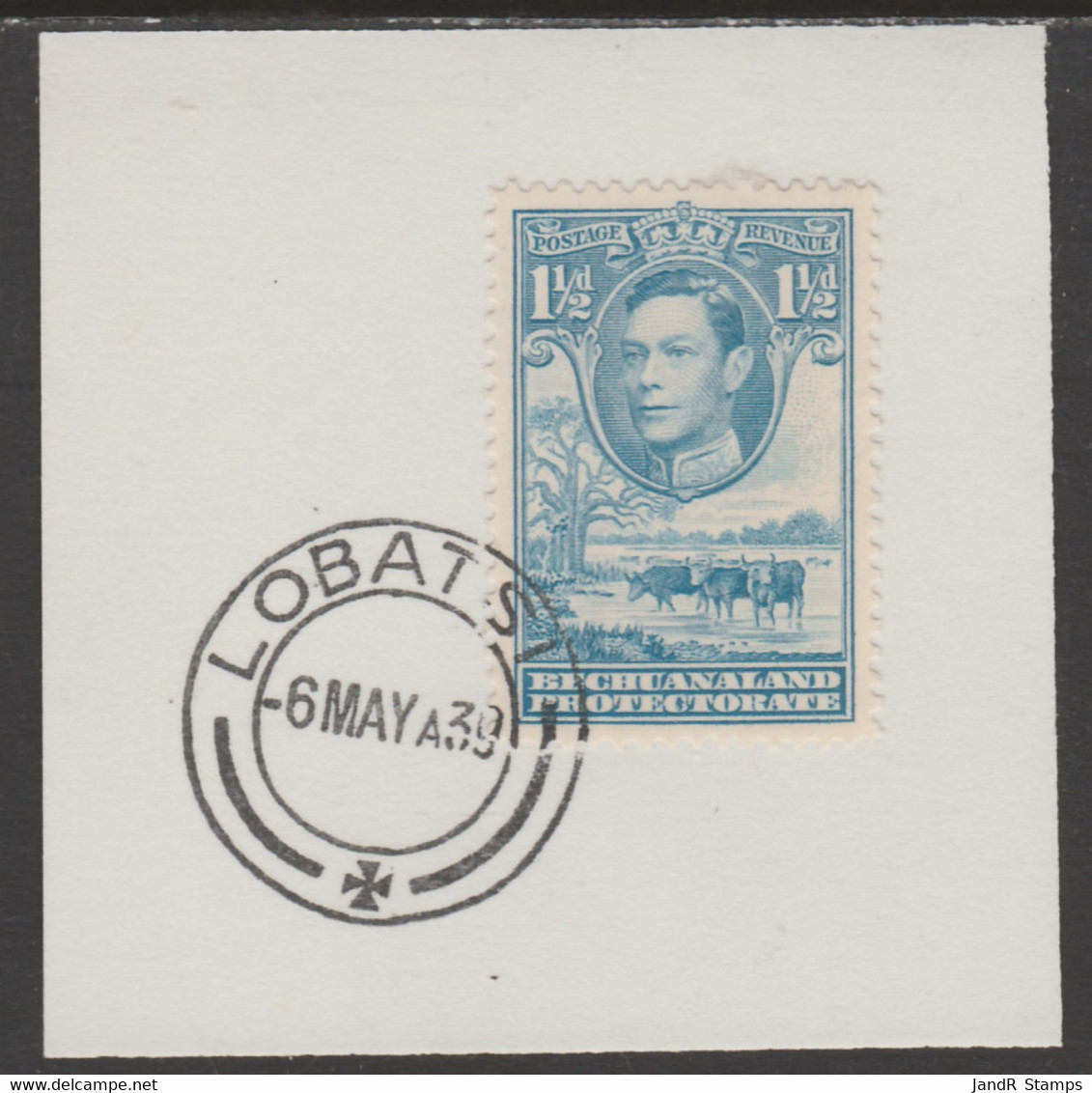 Bechuanaland 1938 KG6 Cattle 1.5d On Piece Cancelled With Madame Joseph Forged Postmark Type 57 - 1885-1895 Crown Colony