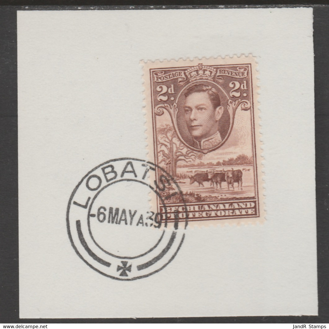 Bechuanaland 1938 KG6 Cattle 2d On Piece Cancelled With Madame Joseph Forged Postmark Type 57 - 1885-1895 Crown Colony