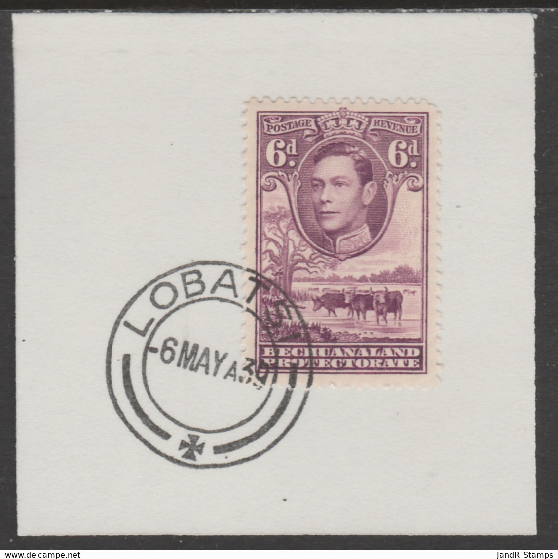 Bechuanaland 1938 KG6 Cattle 6d On Piece Cancelled With Madame Joseph Forged Postmark Type 57 - 1885-1895 Kronenkolonie