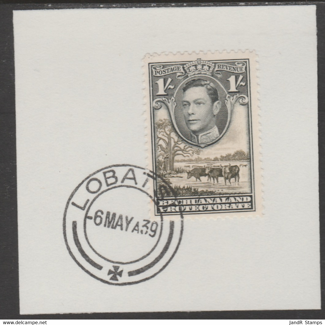 Bechuanaland 1938 KG6 Cattle 1s On Piece Cancelled With Madame Joseph Forged Postmark Type 57 - 1885-1895 Kronenkolonie