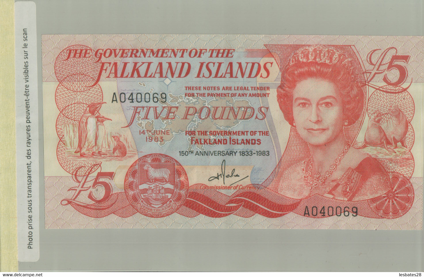 Billet De Banque - The Government Of The Falkland Islands  5 POUNDS  1983 (2021 Juin Class ALB 37) - Isole Falkland
