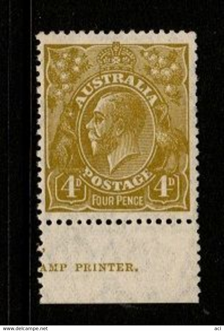 Australia SG 102  1929  King George V SMW Perf 13.5 X 12.5, 4d Yellow-Olive ,Mint Never Hinged - Mint Stamps
