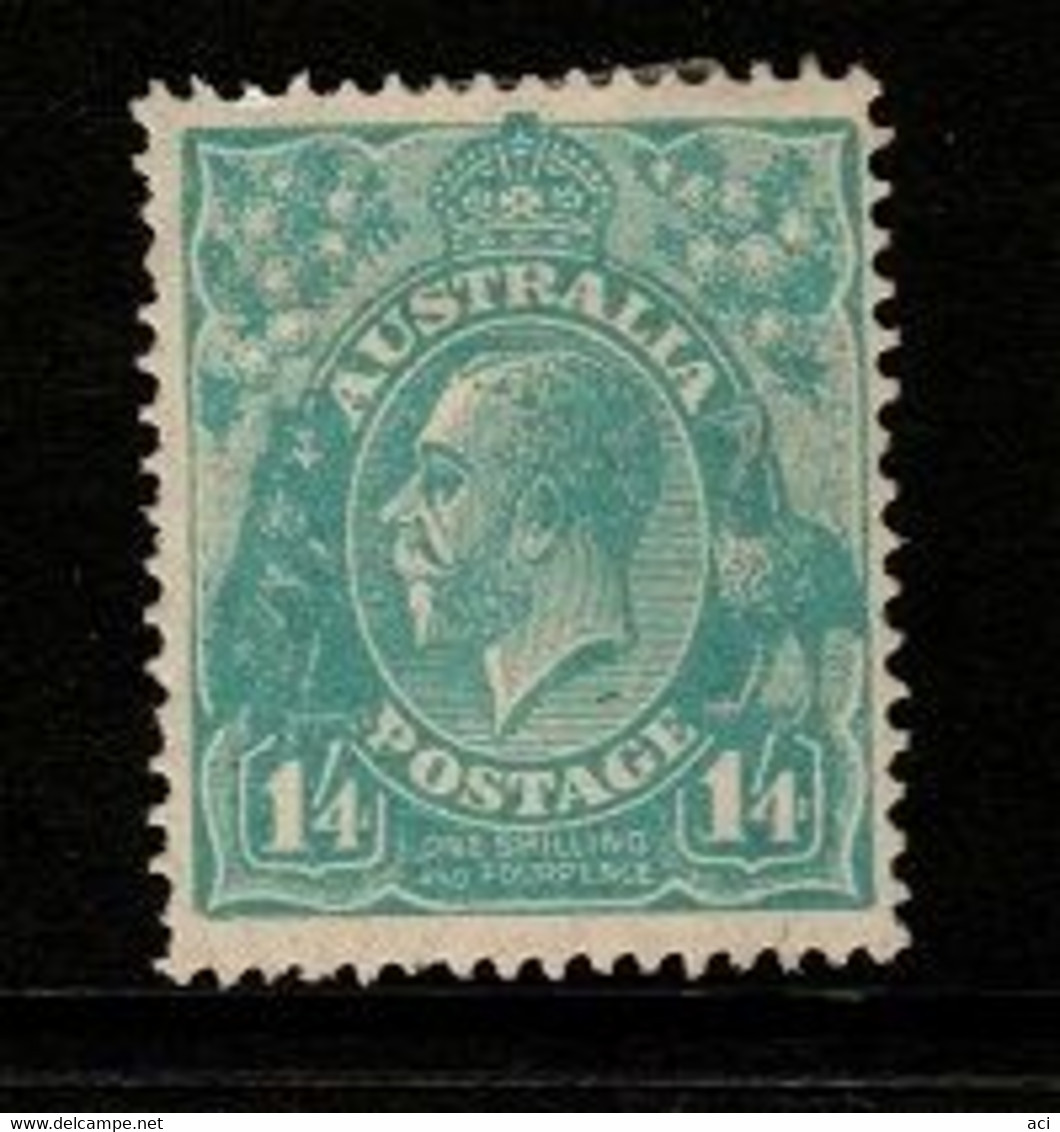 Australia SG 104  1928  King George V SMW Perf 13.5 X 12.5, One Sh 4d Turquoise ,Mint  Hinged, - Mint Stamps
