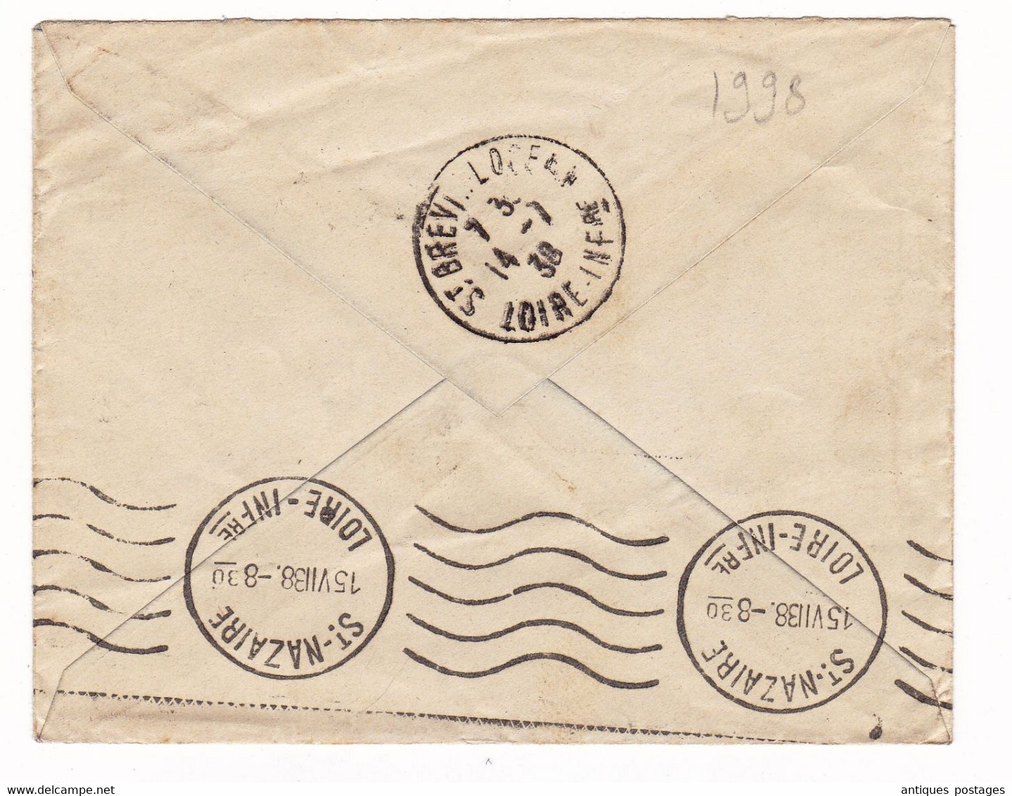 Lettre 1938 Vieux-Condé Nord Type Paix 65 Centimes Saint-Nazaire Loire Inférieure Saint Brevin Sur Loire - 1932-39 Peace