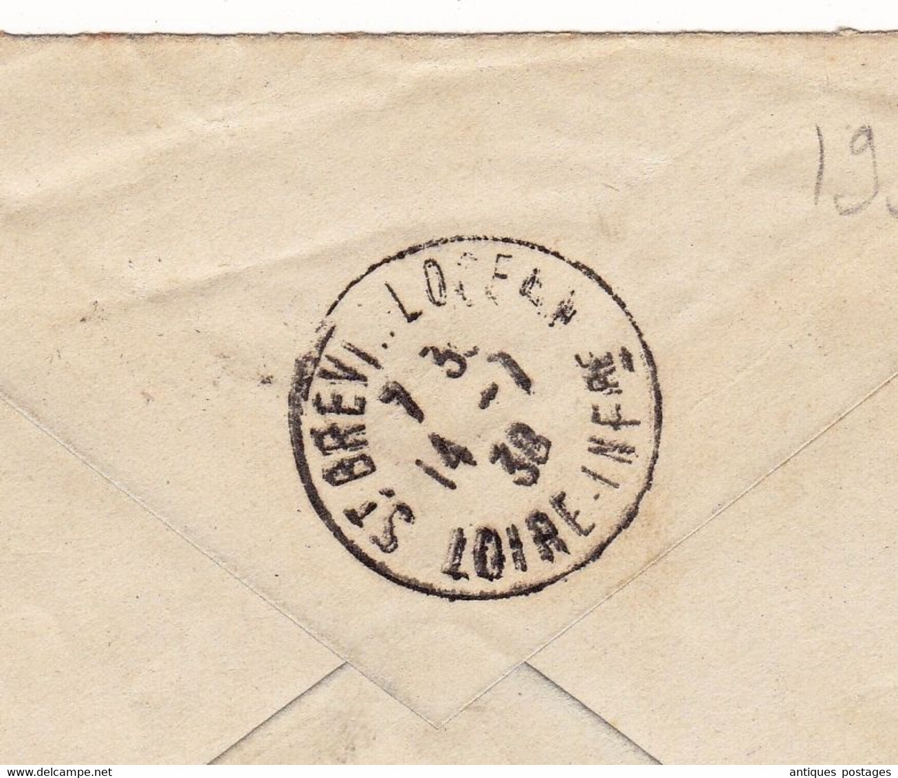 Lettre 1938 Vieux-Condé Nord Type Paix 65 Centimes Saint-Nazaire Loire Inférieure Saint Brevin Sur Loire - 1932-39 Paz