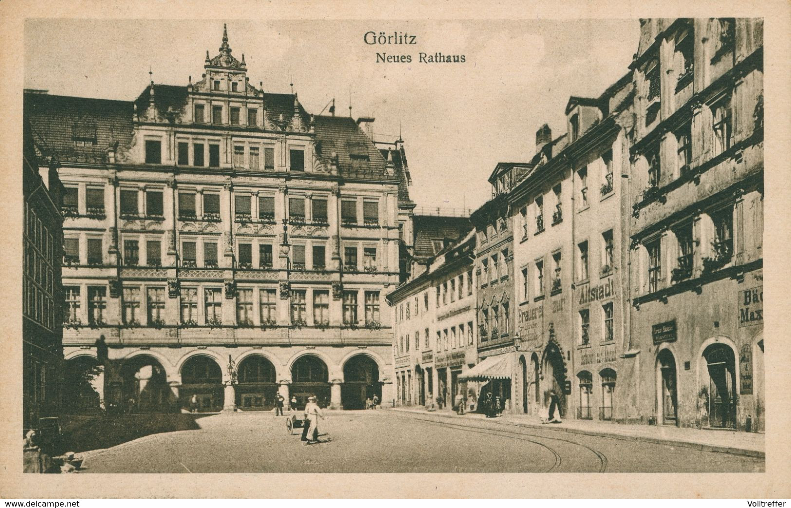 AK Um 1930 Görlitz Sachsen, Neues Rathaus Mit Geschäften, Menschen - Goerlitz