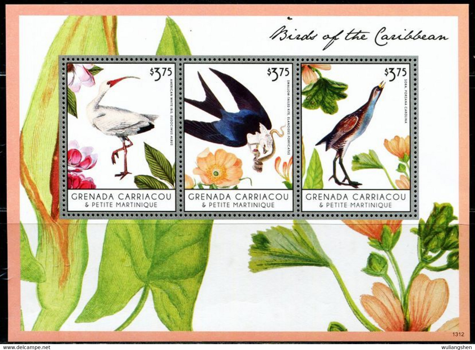 CR0591 Grenada 2013 Caribbean Birds Swallows Etc. S/S - Hirondelles