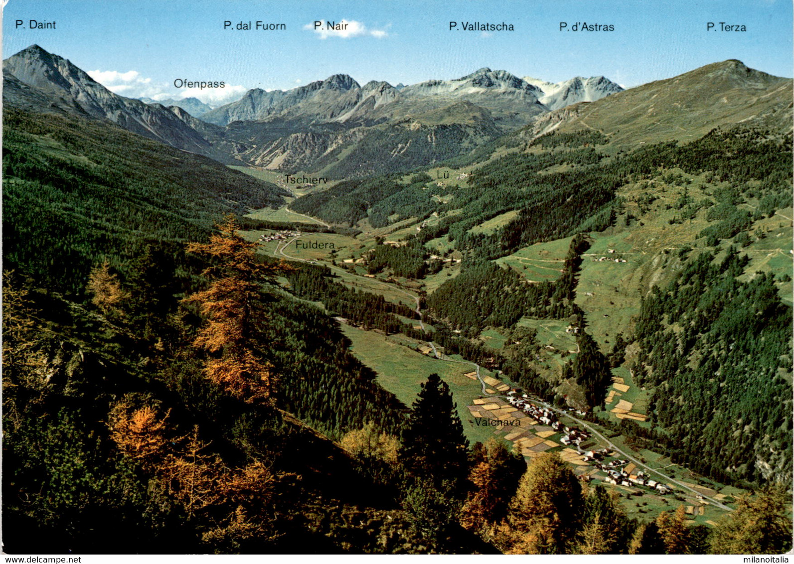 Panorama Val Müstair Vom Piz Lad Gegen Ofenpass - Tschierv - Fuldera - Valchava (30-329) * 13. 2. 1989 - Fuldera