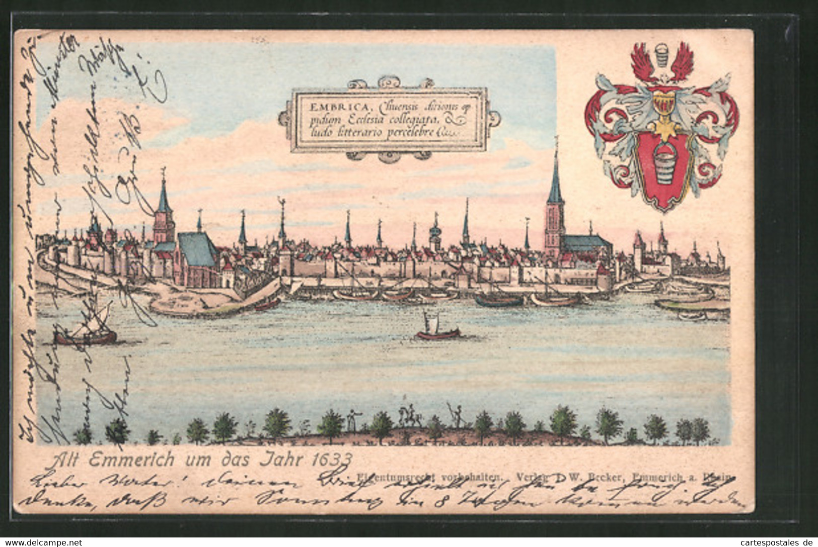 Lithographie Emmerich, Totalansicht Der Stadt Um Das Jahr 1633 - Emmerich