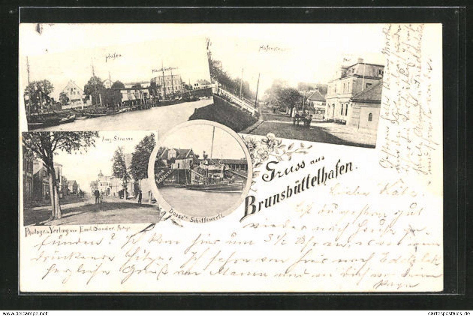 AK Brunsbüttelhafen, Hafenstrasse Mit Hotel Zur Post, Doose`s Schiffswerft, Hafen - Brunsbüttel