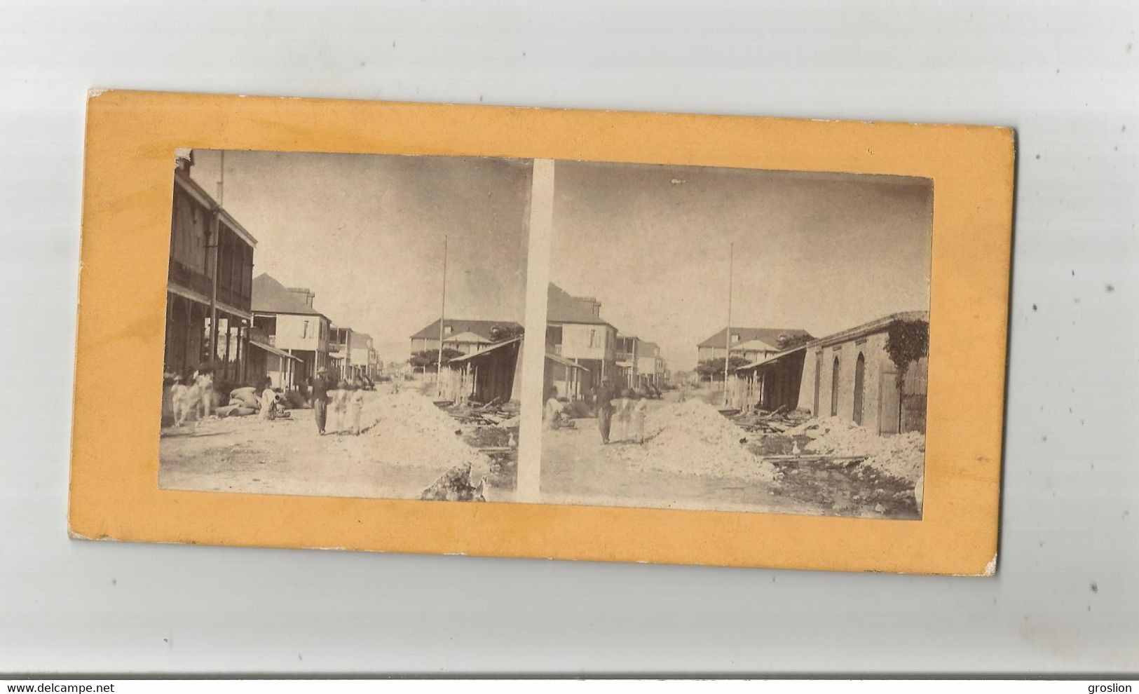 PORT AU PRINCE (HAITI) PHOTO STEREOSCOPIQUE ANCIENNE RUE ANIMEE - Stereoscopic