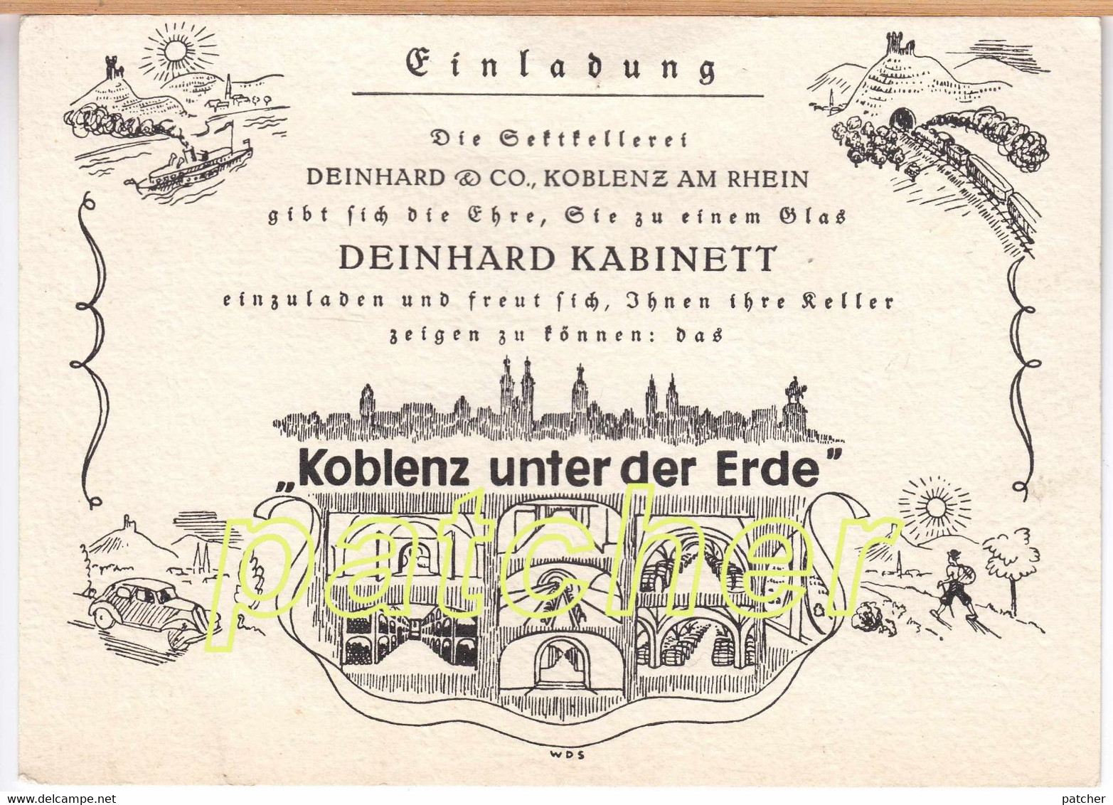 Einladungskarte Sektkellerei Deinhard & Co., Koblenz Unter Der Erde, Um 1930 - Advertising